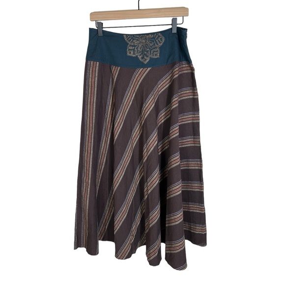 Armand Ventilo Striped Boho Maxi Linen Blend Full Skirt FR 40/  US 8 - Picture 3 of 7